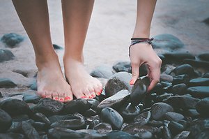 Home. beach and feet